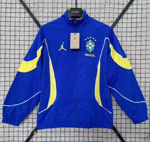2026-2027 Brazil Blue Soccer Windbreaker Jacket Brasil Football Jacket