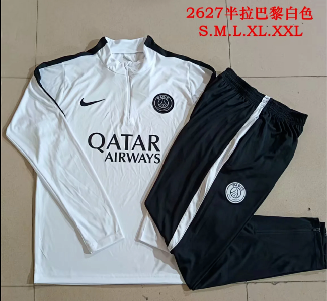 2026-2027 PSG White Soccer Training Sweater and Pants Football Kit