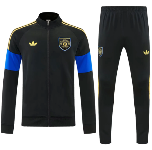 2026 Manchester United Black/Blue Soccer Jacket and Pants Football Tracksuit