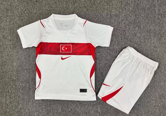 Youth Uniform Kids Kit 2026 Turkey Home Soccer Jersey Shorts Child Football Set