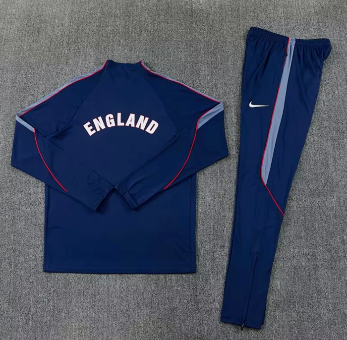 2026-2027 England Dark Blue Soccer Training Sweater and Pants Football Kit