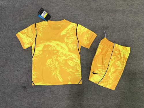 Youth Uniform Kids Kit England 2026 Yellow Goalkeeper Soccer Jersey Shorts Child Football Set