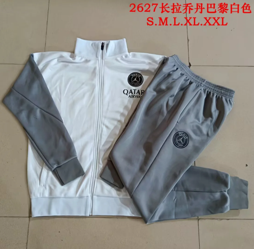 2026 PSG White/Grey Soccer Jacket and Pants Paris Football Tracksuit