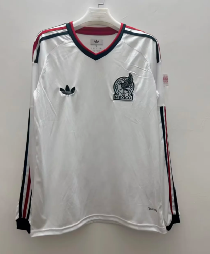 Long Sleeve Fan Version 2026 Mexico Away White Soccer Jersey Football Shirt