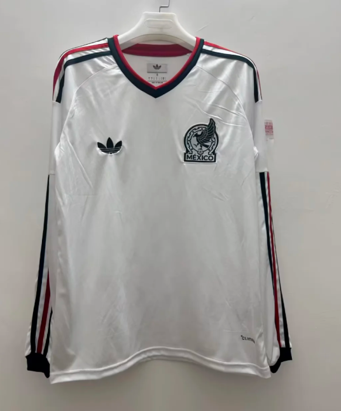 Long Sleeve Fan Version 2026 Mexico Away White Soccer Jersey Football Shirt