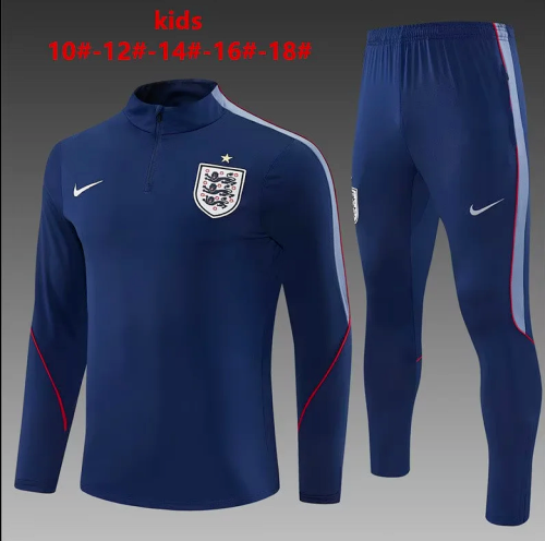 Youth 2026-2027 England Dark Blue Soccer Training Sweater and Pants Child Football Kit
