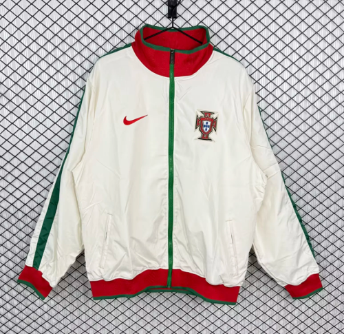 Retro Jacket 2010-2011 Portugal White Soccer Windbreaker Jacket Football Jacket