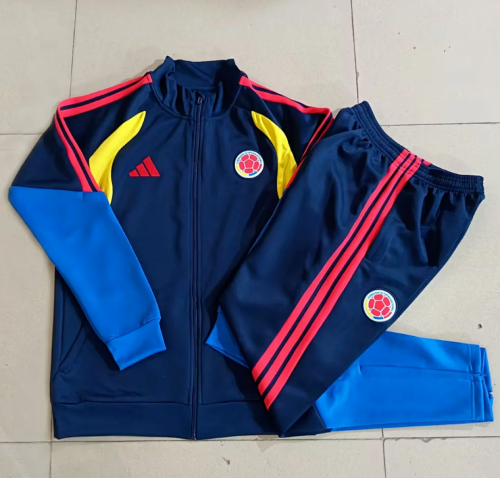 2026 Colombia Dark Blue Soccer Jacket and Pants Football Tracksuit