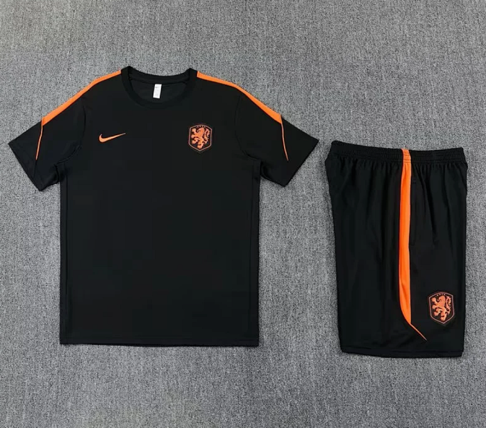 Adult Uniform 2026 Netherlands Black/Orange Soccer Training Jersey and Shorts Football Kits