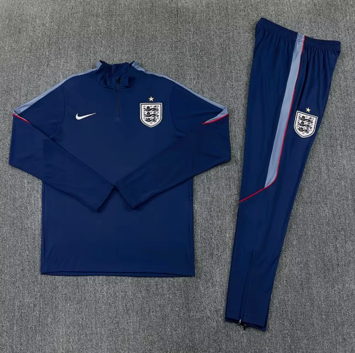 2026-2027 England Dark Blue Soccer Training Sweater and Pants Football Kit