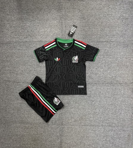 Youth Uniform Kids Kit 2026 Mexico Third Away Black Soccer Jersey Shorts Child Football Set