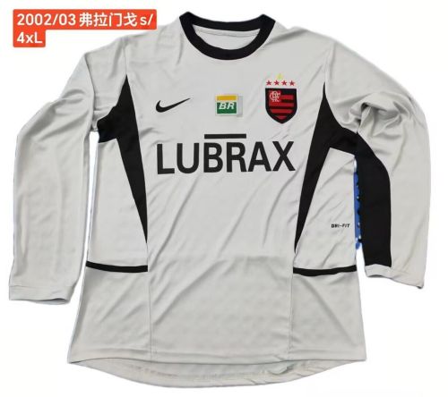 Long Sleeve Retro Jersey 2002-2003 Flamengo Away White Soccer Jersey Vintage Football Shirt