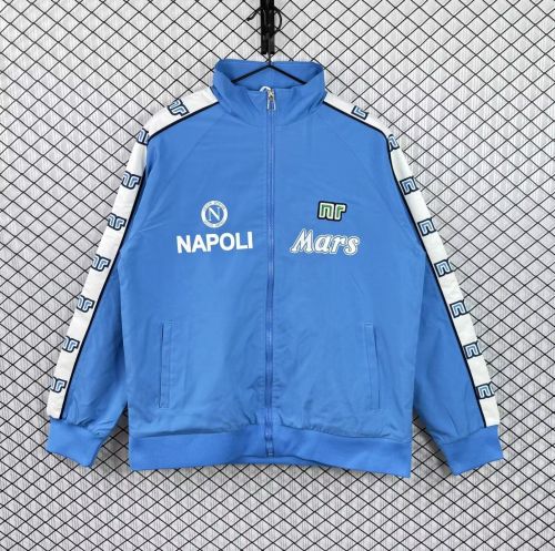 Retro Jacket 1988-1989 Napoli Blue Soccer Windbreaker Jacket Napoles Football Jacket