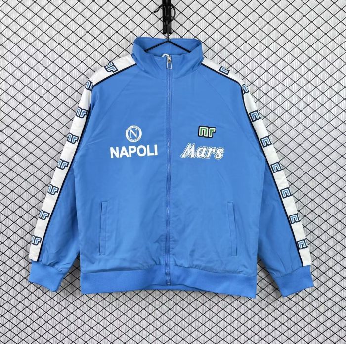 Retro Jacket 1988-1989 Napoli Blue Soccer Windbreaker Jacket Napoles Football Jacket