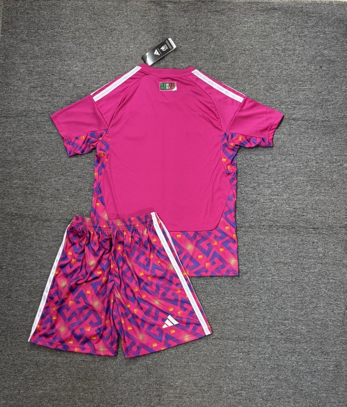 Adult Uniform 2026 Mexico Pink Goalkeeper Soccer Jersey Shorts Men's Football Kit