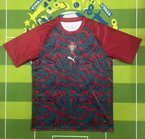 Fan Version 2026 Portugal Red/Green Soccer Pre-match Jersey Football Shirt