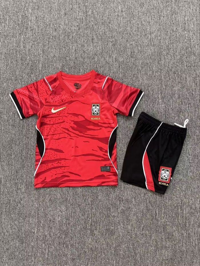 Youth Uniform Kids Kit 2026 South Korea Home Soccer Jersey Shorts Child Football Set