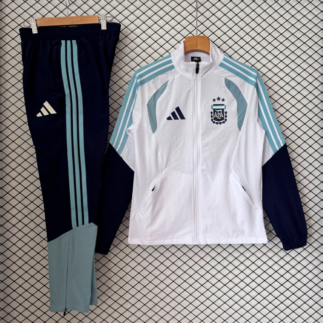 2026 Argentina White Soccer Windbreaker Jacket Football Jacket and Pants