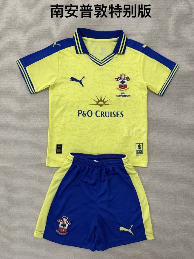 Youth Uniform Kids Kit 2025-2026 Southampton 50th Version Soccer Jersey Shorts Child Football Set