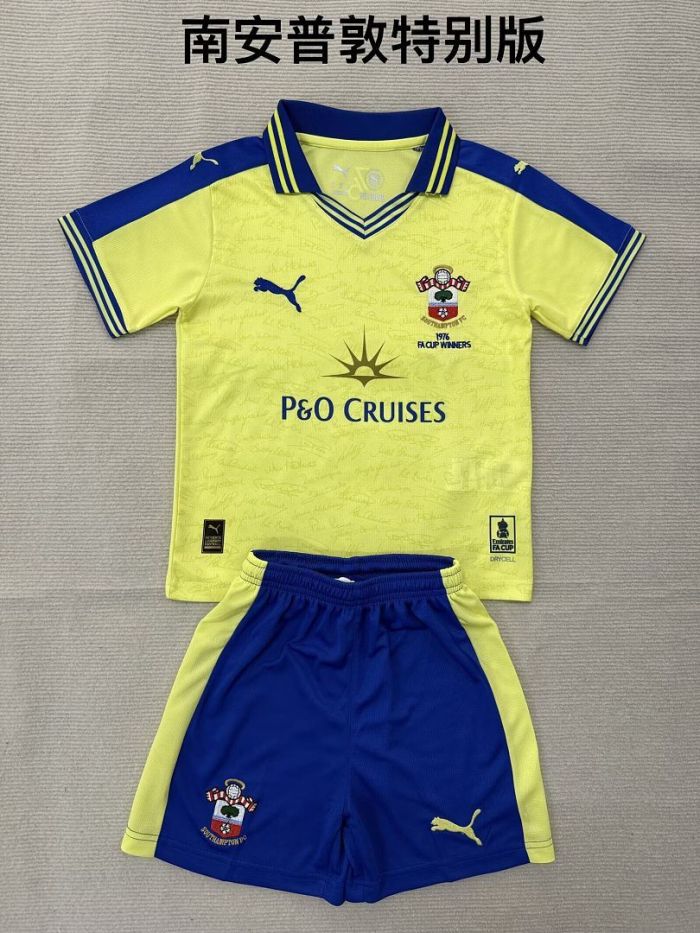 Youth Uniform Kids Kit 2025-2026 Southampton 50th Version Soccer Jersey Shorts Child Football Set