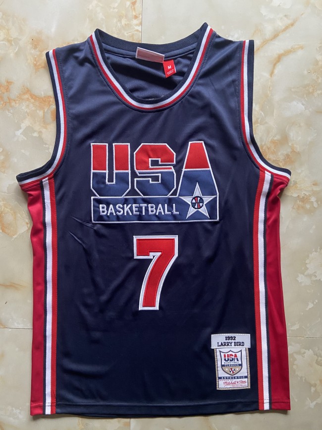 Mitchell&ness 1992 USA BIRD 7 Dark Blue NBA Shirt United States Basketball Jersey