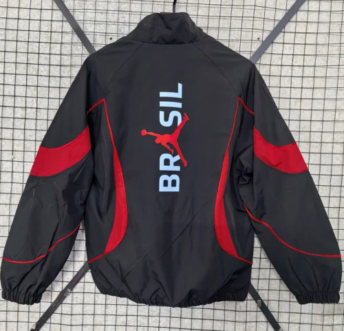 2026-2027 Brazil Black/Red Soccer Windbreaker Jacket Brasil Football Jacket