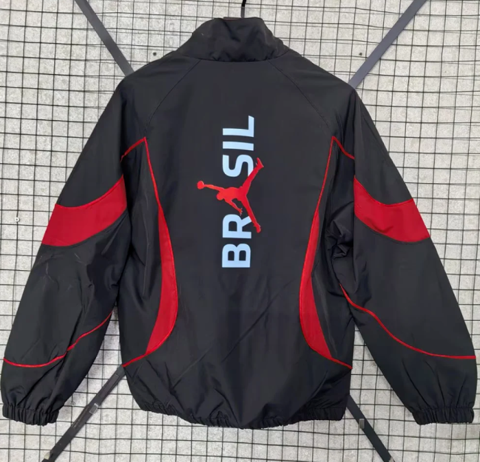 2026-2027 Brazil Black/Red Soccer Windbreaker Jacket Brasil Football Jacket