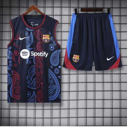 Adult Uniform 2025-2026 Barcelona Colorful Soccer Training Vest and Shorts Football Set