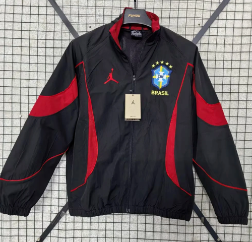 2026-2027 Brazil Black/Red Soccer Windbreaker Jacket Brasil Football Jacket