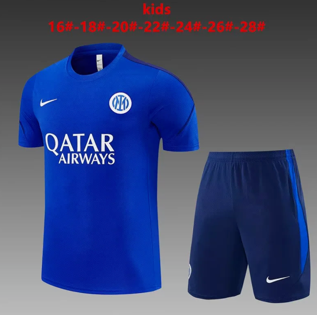 Youth Uniform Kids Kit 2026-2027 Inter Milan Blue Soccer Training Jersey Shorts Child Football Set