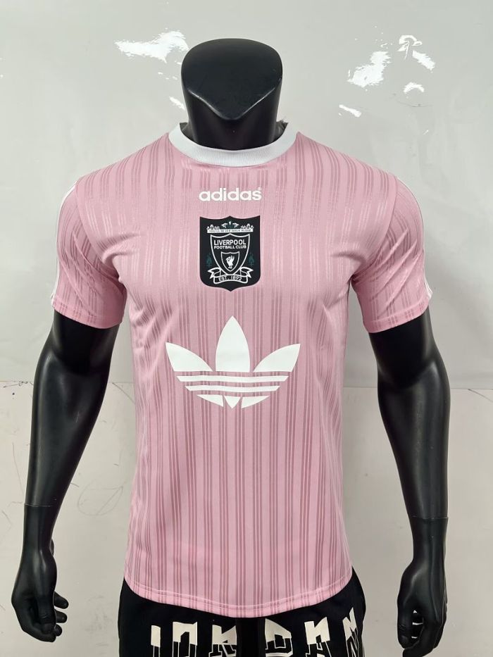 Fan Version 2025-2026 Liverpool AD Pink Soccer Jersey Football Shirt