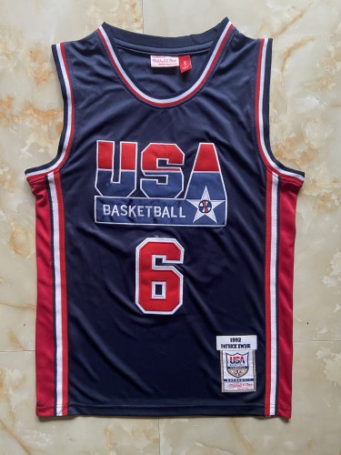 Mitchell&ness 1992 USA EWING 6 Dark Blue NBA Shirt United States Basketball Jersey