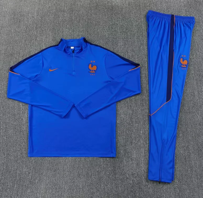 2026-2027 France Blue Soccer Training Sweater and Pants Football Kit