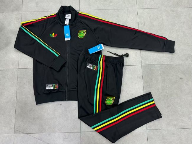 2026 Jamaica Black Soccer Windbreaker Jacket Football Jacket and Pants