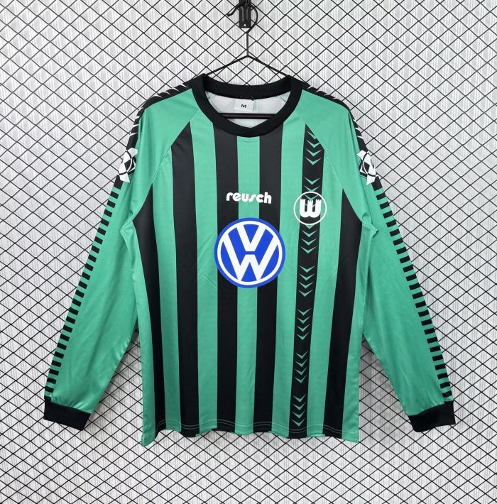 Long Sleeve Retro Shirt 1994-1995 VfL Wolfsburg Away Soccer Jersey Vintage Football Shirt