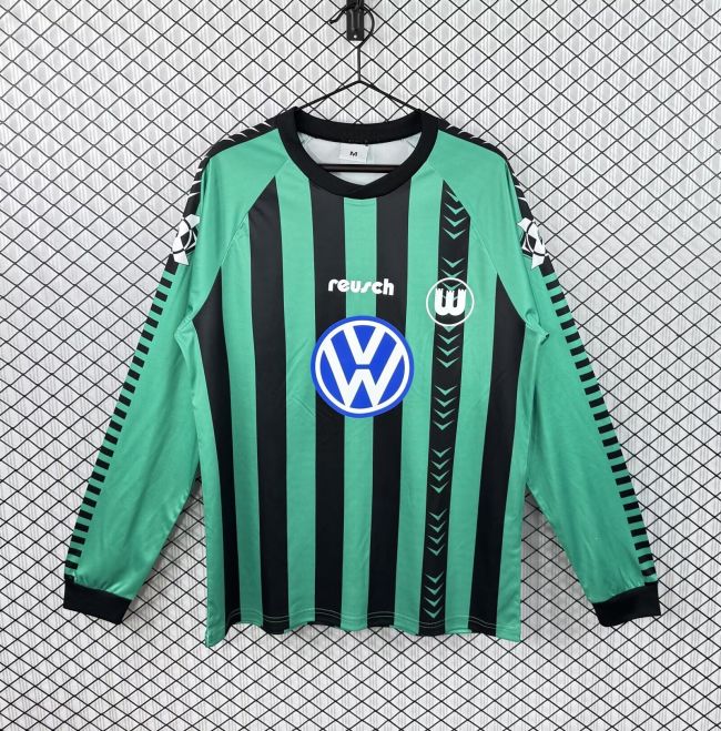 Long Sleeve Retro Shirt 1994-1995 VfL Wolfsburg Away Soccer Jersey Vintage Football Shirt