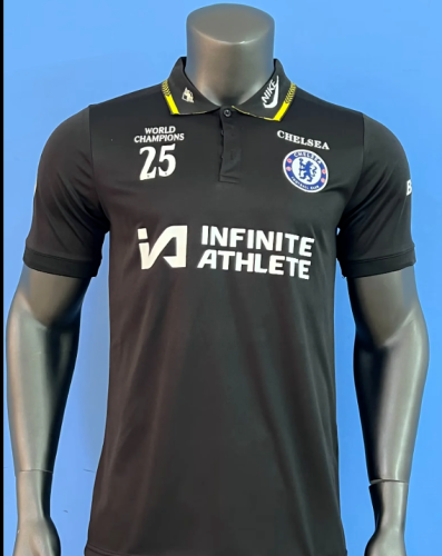 Fan Version 2025-2026 Chelsea Black Soccer Polo Football Shirt