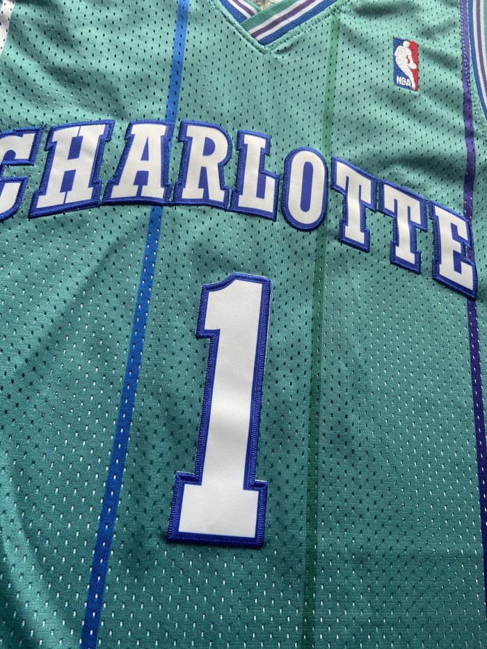 Mitchell&ness 1992-93 Charlotte Hornets BOGUES 1 Blue Basketball Shirt NBA Jersey
