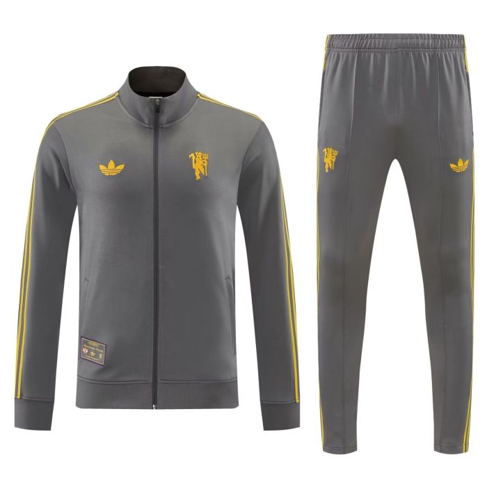 2026 Manchester United Grey Soccer Jacket and Pants Football Tracksuit