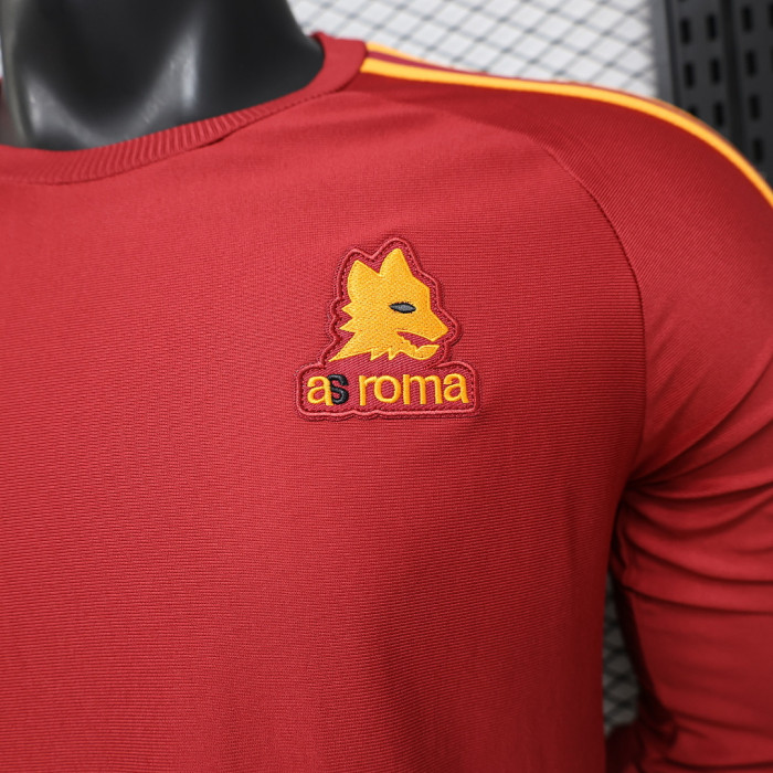 Long Sleeve Fan Version 2025-2026 As Roma Red originals Soccer Jersey Football Shirt
