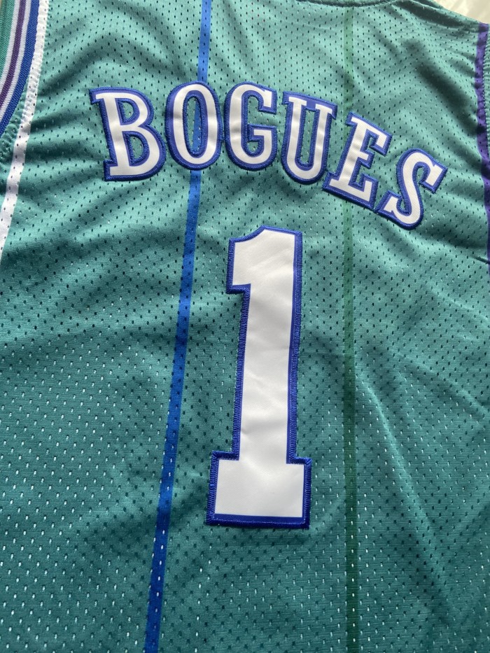 Mitchell&ness 1992-93 Charlotte Hornets BOGUES 1 Blue Basketball Shirt NBA Jersey