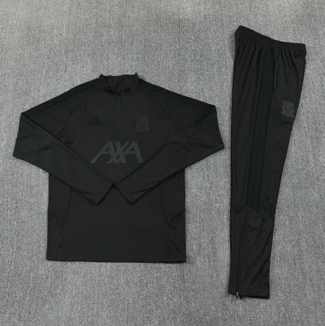 2026-2027 Liverpool All Black Soccer Training Sweater and Pants Football Kit