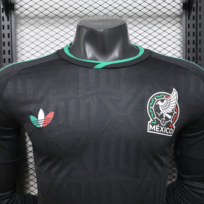 Long Sleeve Player Version 2026 Mexico Third Away Black Soccer Jersey Football Shirt