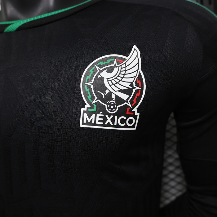 Long Sleeve Player Version 2026 Mexico Third Away Black Soccer Jersey Football Shirt