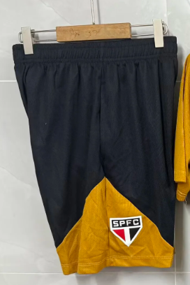 Fan Version 2026 Sao Paulo Black/Yellow Soccer Training Shorts Brasil Football Shorts