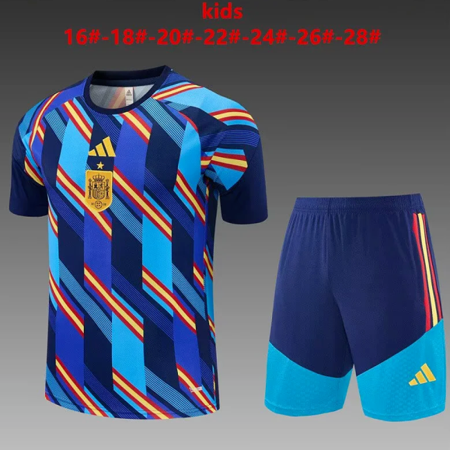 Youth Uniform Kids Kit 2026-2027 Spain Colorful Soccer Training Jersey Shorts Child Football Set