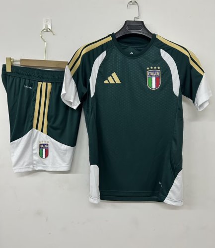 Adult Uniform 2026 Italy Green/White Soccer Training Jersey and Shorts Football Kits