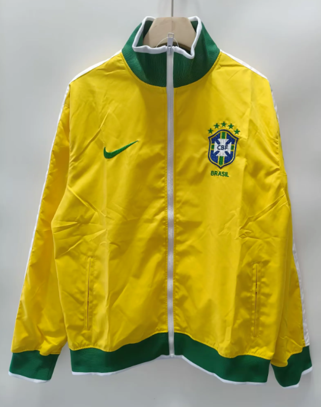 Retro Jacket 2010-2011 Brazil Yellow Soccer Windbreaker Jacket Brasil Football Jacket