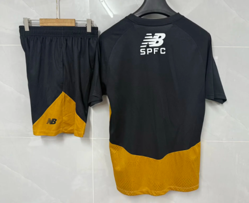 Adult Uniform 2026 Sao Paulo Black/Yellow Soccer Training Jersey and Shorts Football Kits