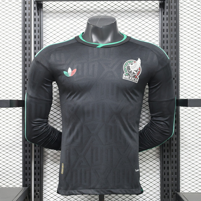 Long Sleeve Player Version 2026 Mexico Third Away Black Soccer Jersey Football Shirt